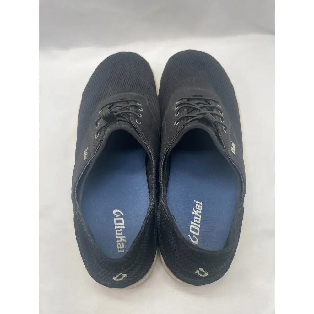 Olukai Men's‎ Nohea Moku Mesh Black Slip Ons Boat Shoes Mens 11.5